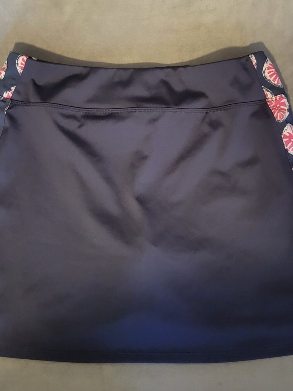 Tommy Bahama Golf Skort M Navy Pink Floral Patterned Side Panels  Pull On Pocket